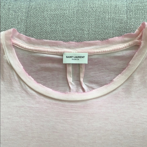 Saint Laurent YSL Distressed Pocket Tee - Rose - Picture 3 of 11